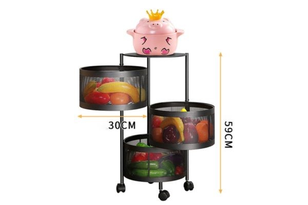 3-Tier Rolling Storage Trolley Shelf Organizer - Supply Storage Rack