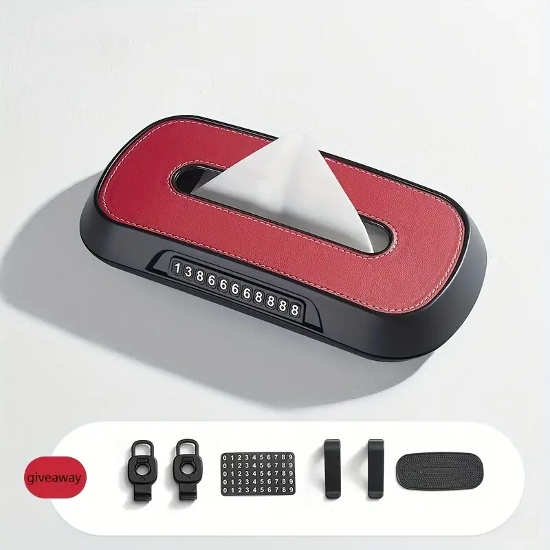 Dual-Use Car Tissue Box with Parking License Plate - Sun Visor, Seat, and Skylight Hanging