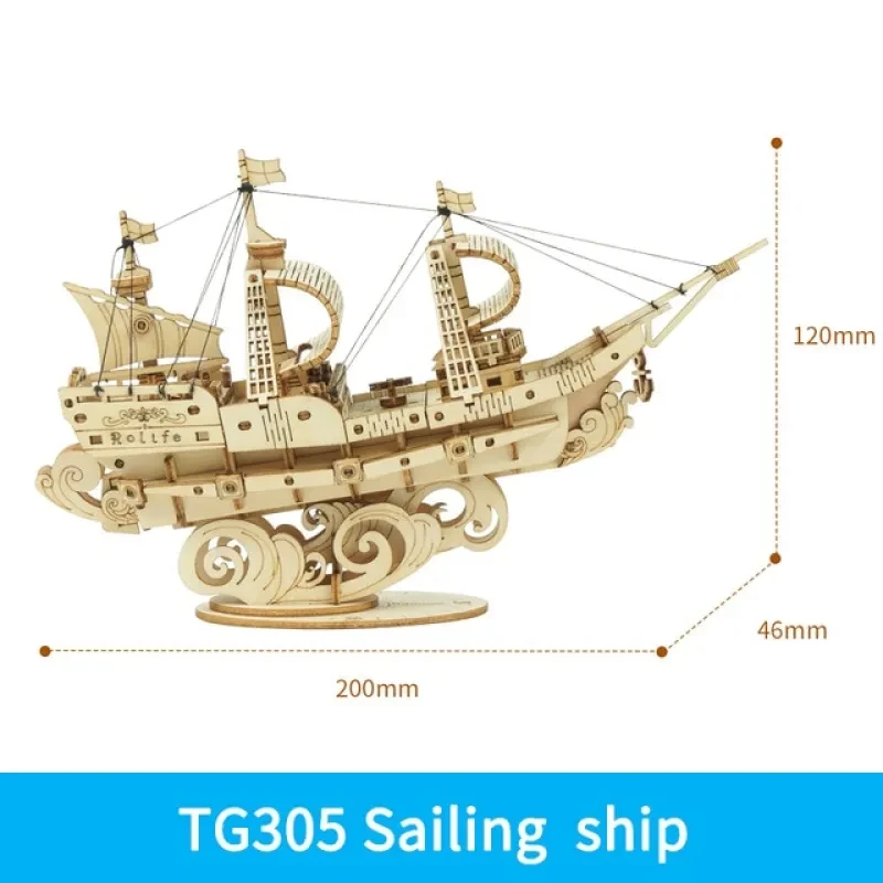 Adventure Sail Wooden Ship Puzzle Model