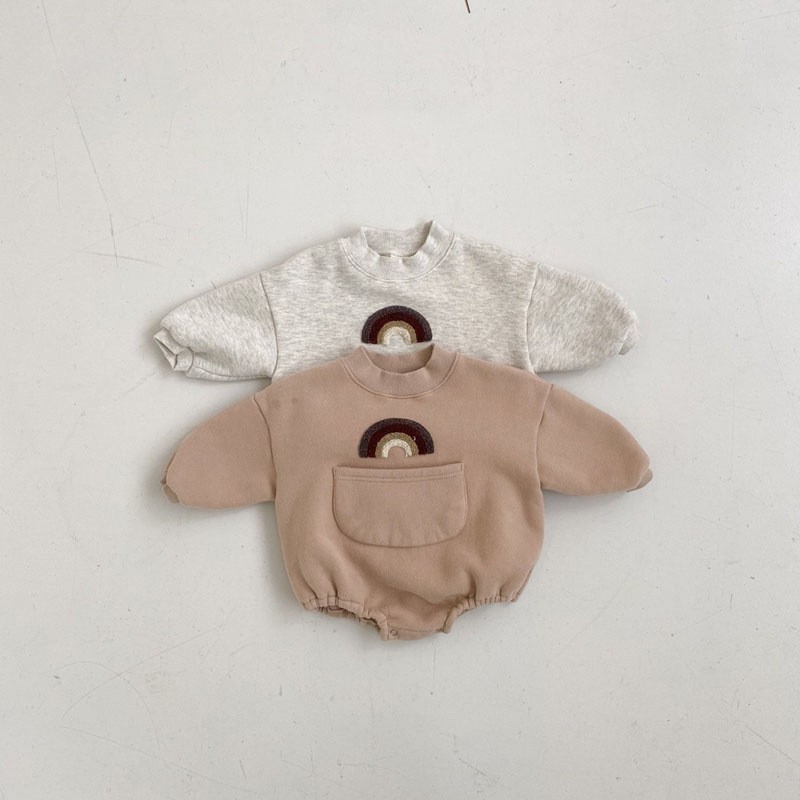 Chic Neutral-Toned Rainbow Sweatshirt for Toddlers