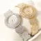 Steel band crystal full diamond watch for women