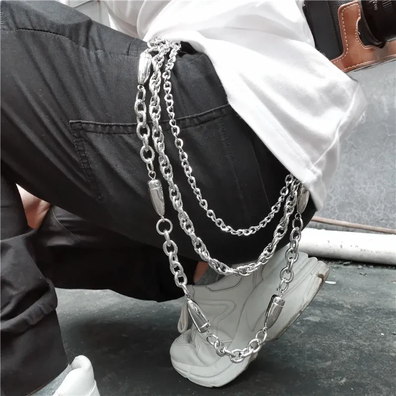 Casual Hip Hop Punk Metal Phants Zipper