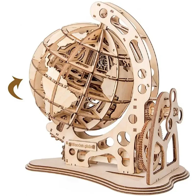 3D DIY Wooden Globe Puzzle - Mechanical Drive Model Kit