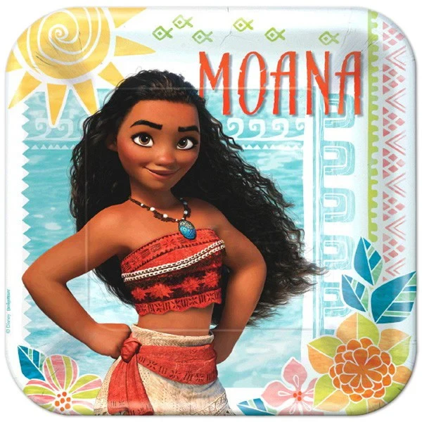 Moana Dinner Plates Square Paper 23cm - Pack of 8