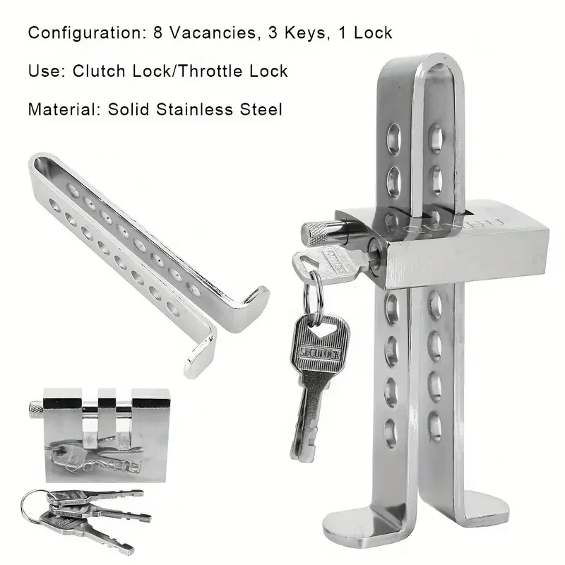 1pc Auto Brake Pedal Lock Steel Stainless Universal Throttle Accelerator Security Anti