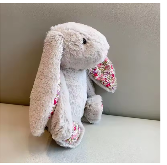25CM Super Soft Bunny Plush Toy Cute Rabbits Stuffed Animals with Flowered Long Ears Plushies for Girls Children Gift