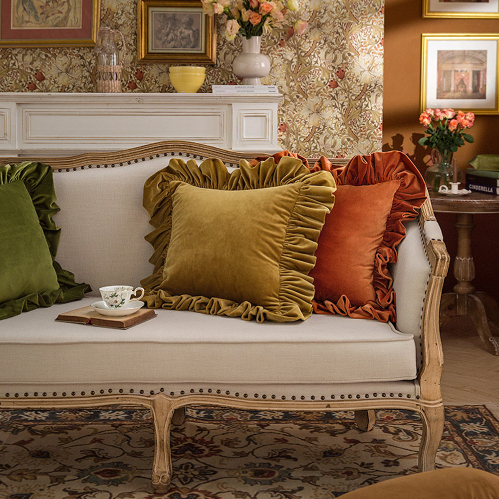 Vintage Velvet Solid Pillow Caramel Color