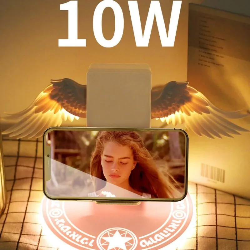 Universal Colorful LED Angel Wings Qi Wireless Charger Charge Dock For Mobile Phone Fast Charger