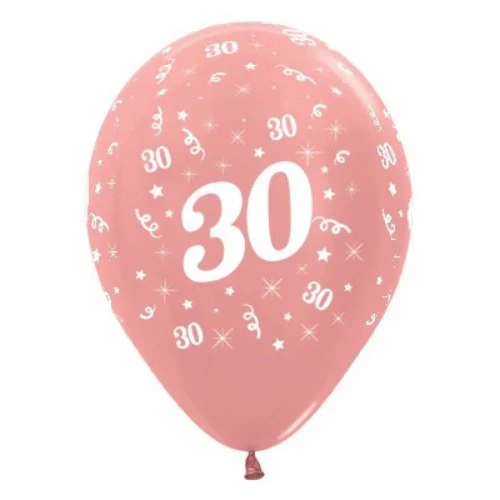 Balloons Age 30 Rose Gold Metallic  - Pack of 6