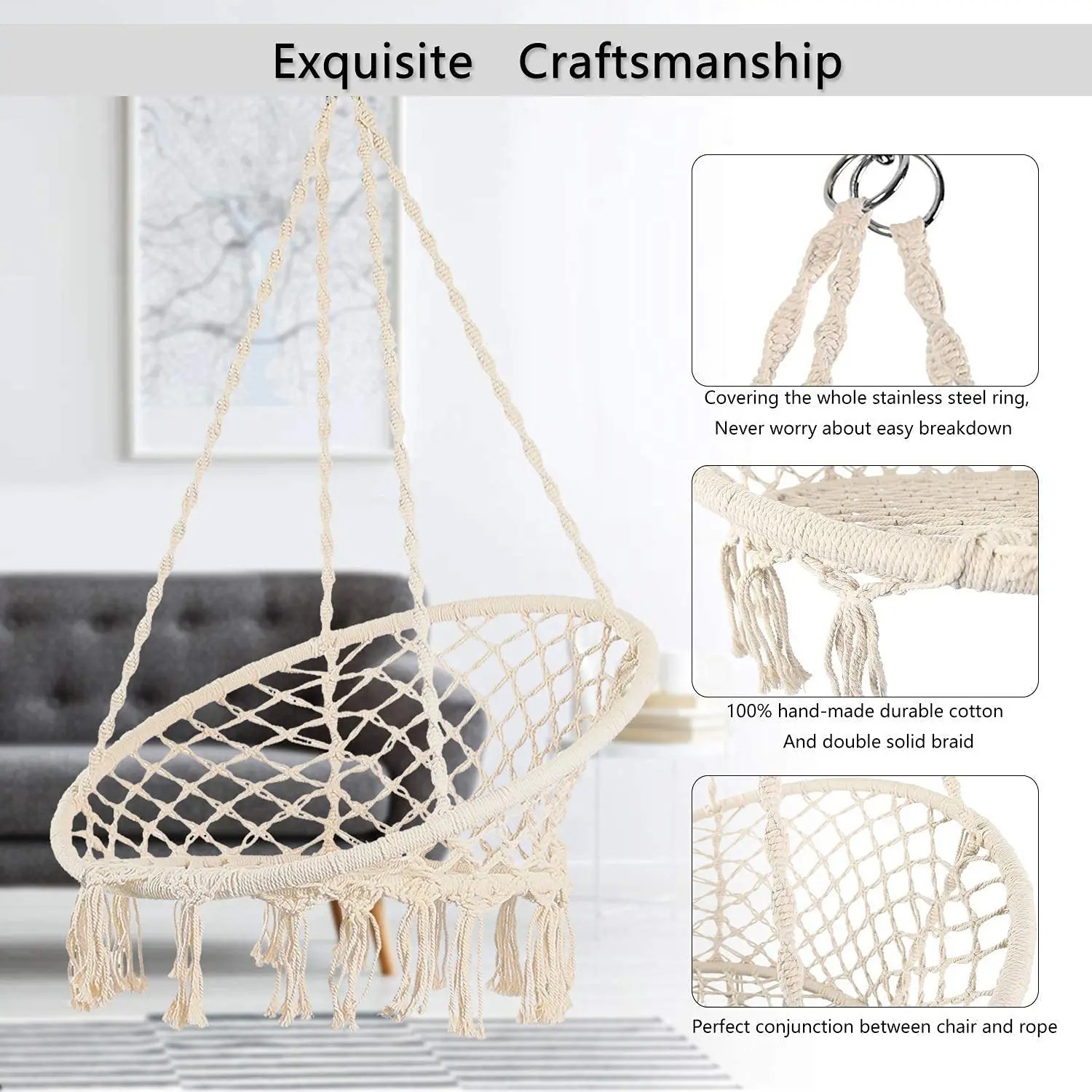 Nordic Style Hammock Chair Swing Rope