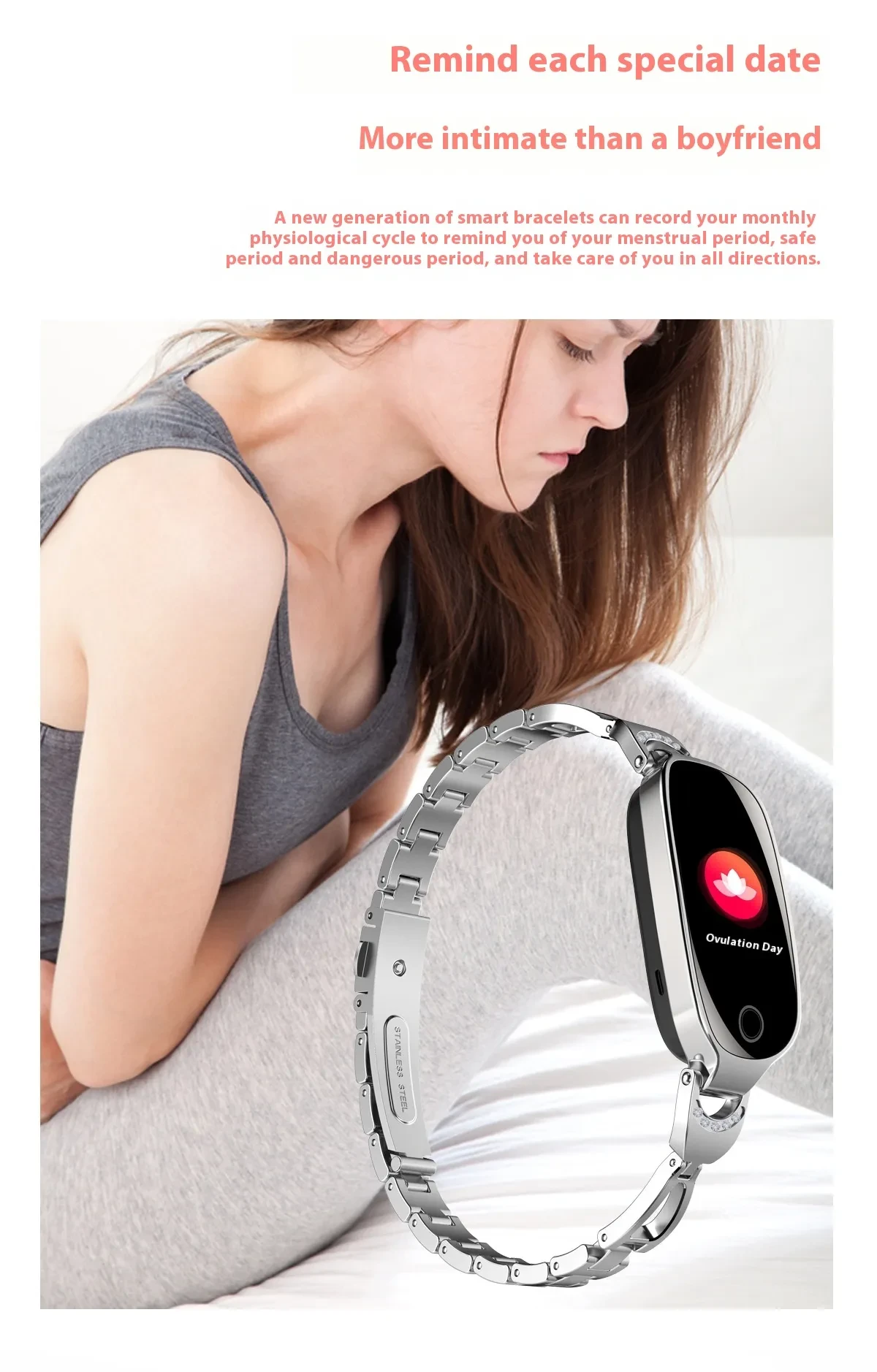 Women's Smart Watch Non-invasive Blood Glucose Menstrual Reminder