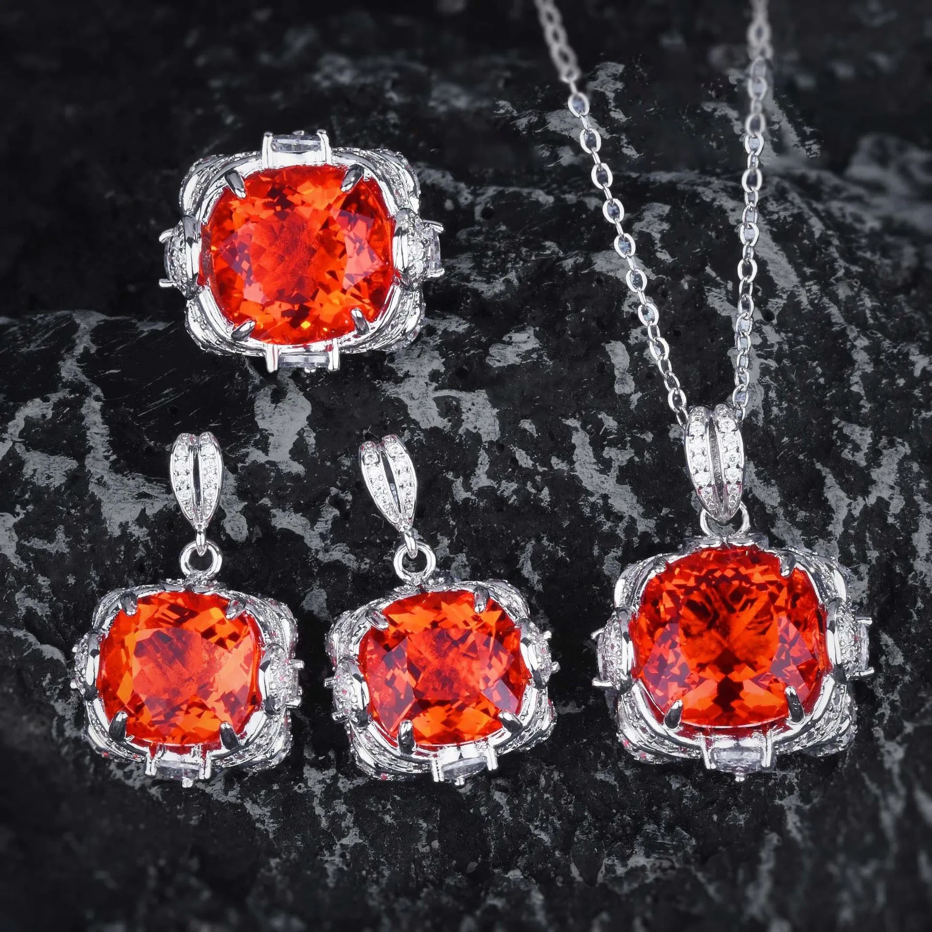 Women's Creative All-Match Ring Necklace And Earrings Suite