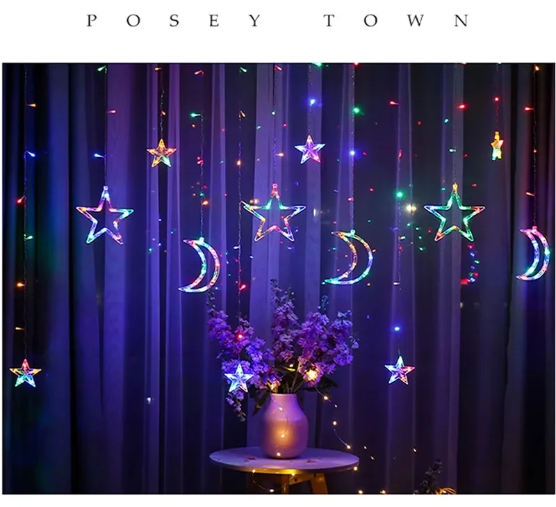 Crescent Moon And Star String Lights