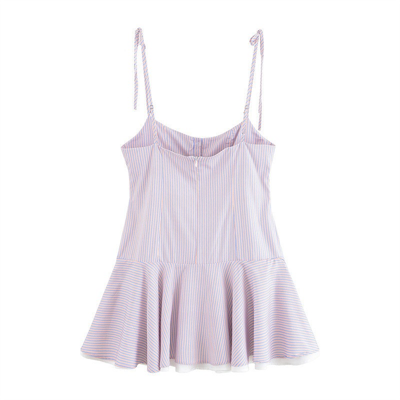 European And American Style Striped Temperament Camisole Short Dress