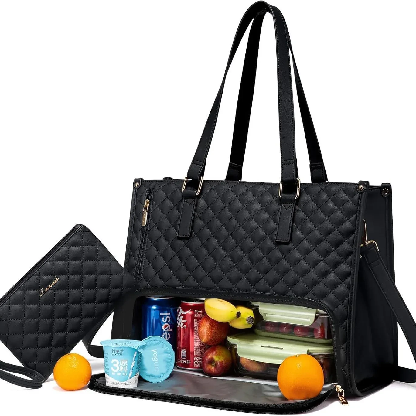 Convenient Commute New Lunch Bag Women's Insulated Lunch Box Women's Leak-proof Large Purse Diagonal Computer Storage