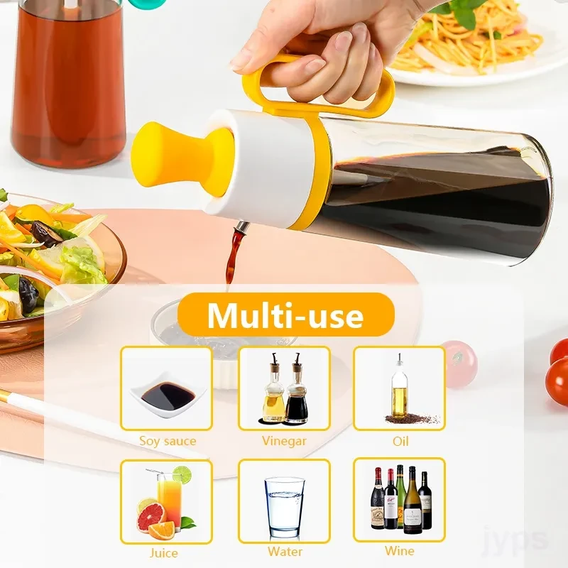 2 In 1 Oil Dispenser With Silicon Brush BBQ Oil Spray Glass Bottle Silicone For Barbecue Cooking Seasoning Bottle Kitchen Gadgets