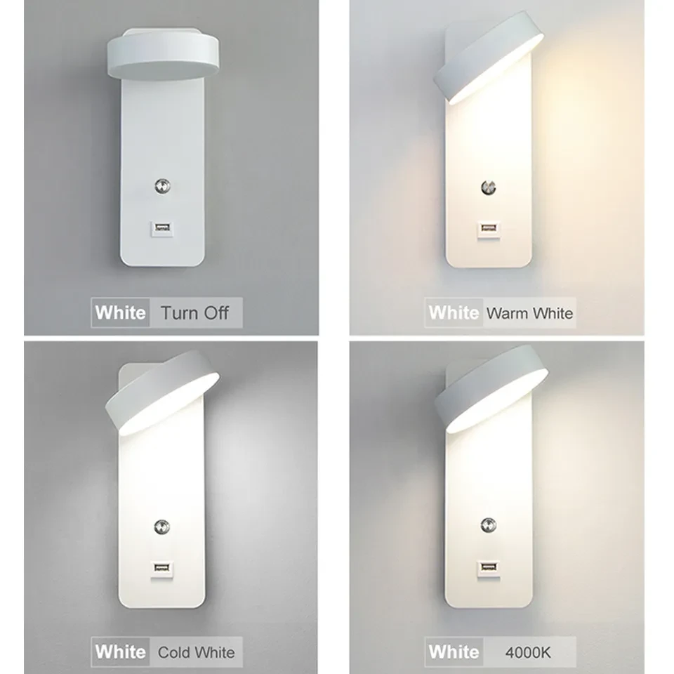 Led Wall Lamp Bedroom Bedside Lamp Wall Lamp Rotating Stepless Dimming Lamp Modern Minimalist Wall Lamp Background Wall Decoration
