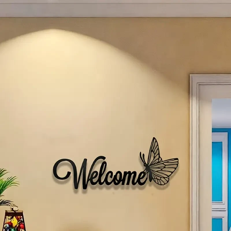 Butterfly Welcome Decor Sign Plaque
