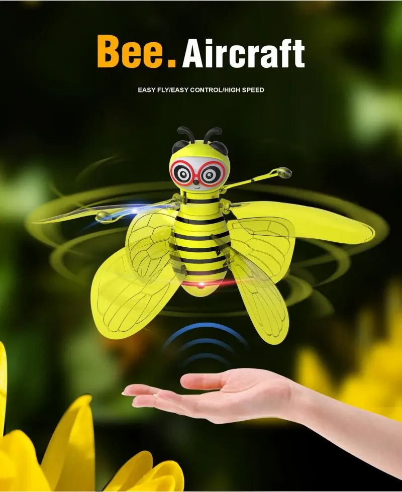 Mini Flying Ball Bee Toys - Rc Infrared Induction Drone Helicopter With Shinning Gesture Sensing Bee Flying Vehicle