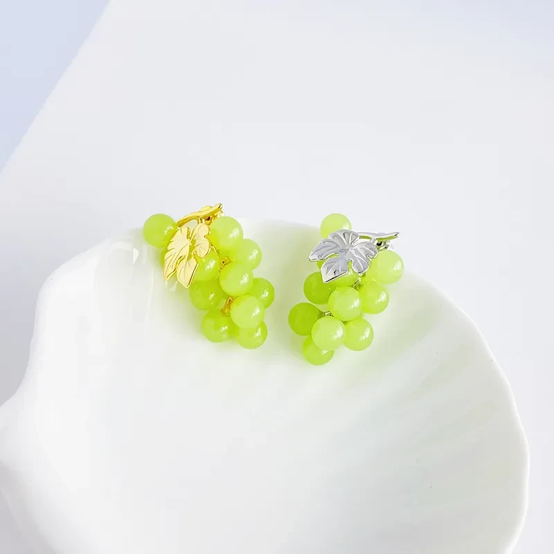 European And American Style Purple Grape Earrings Female Personality Blue And Green Grapes