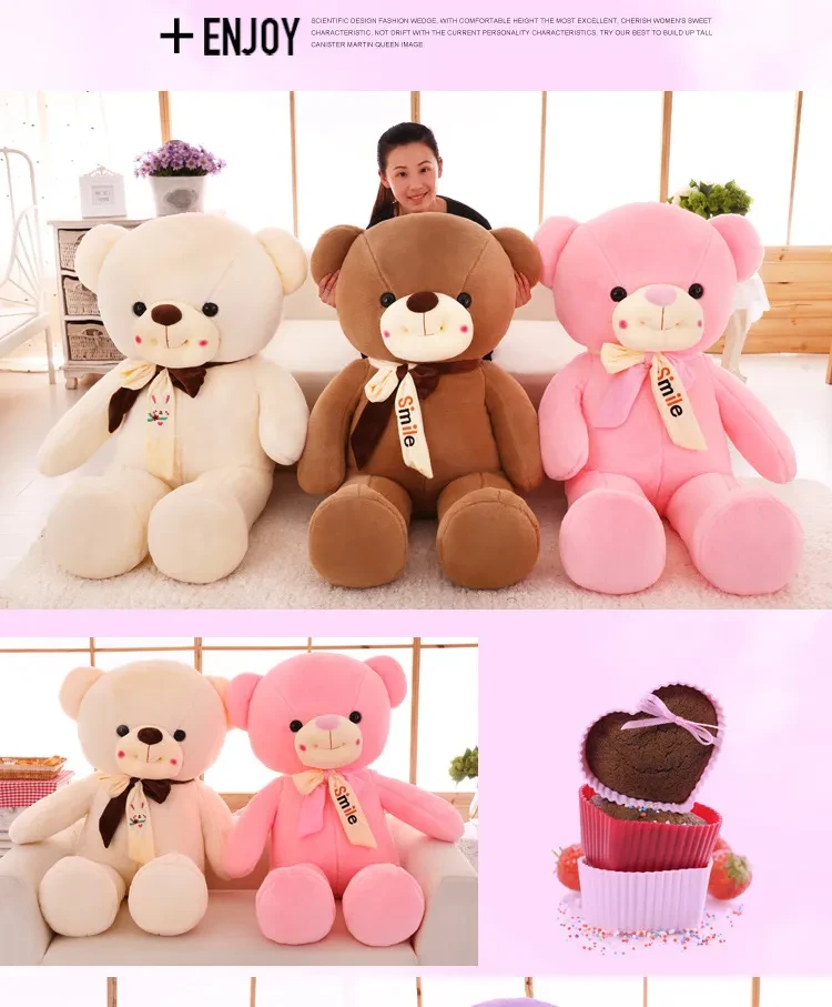Smiling scarf teddy bear doll