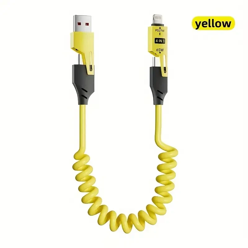 65W Zinc Alloy 4-in-1 High-Speed Charging Cable