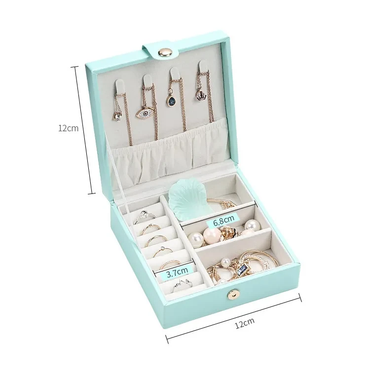 Jewelry Storage Box Square Portable Jewelry Box PU Leather Ring Bracelet Finishing Box