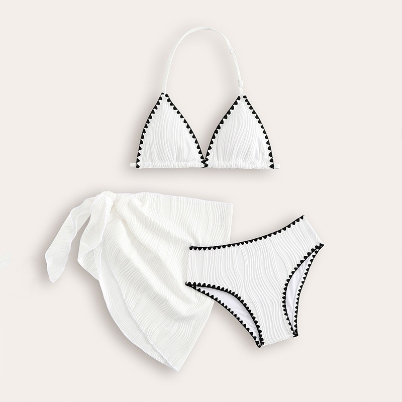 Solid Color Three-piece Suit Vacation Beach Swimsuit