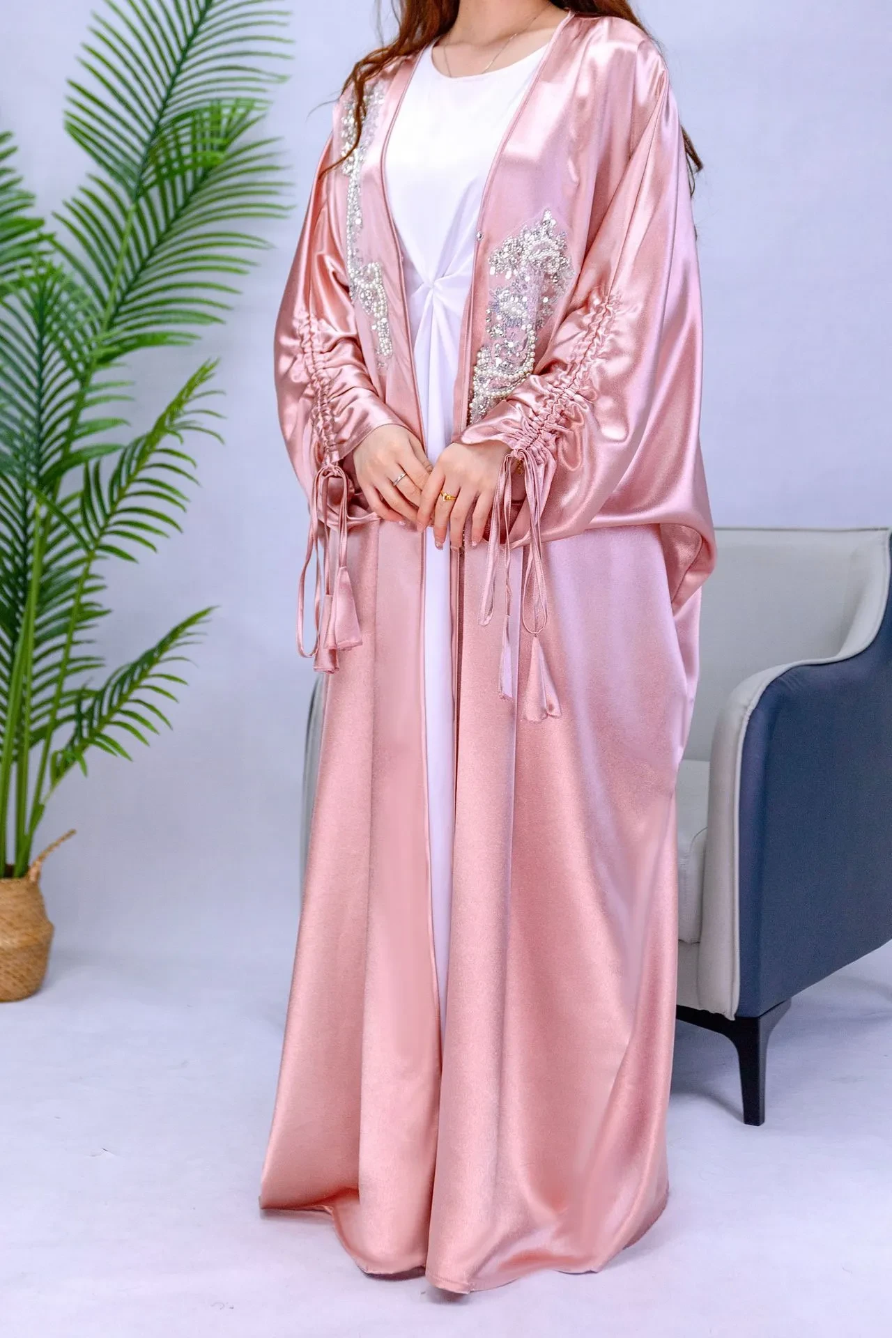 Plus Size Black Satin Robe