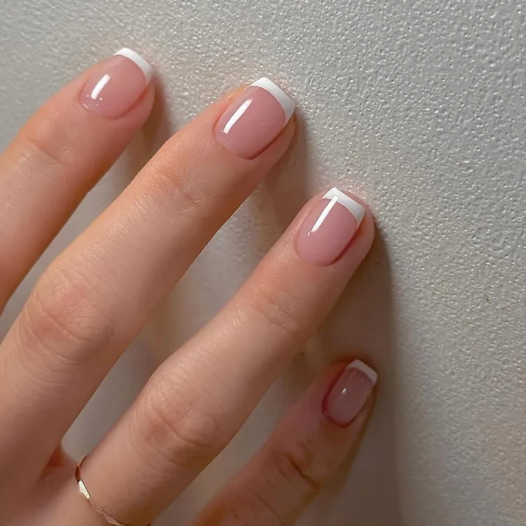 French tip acrylic nails coffin shape