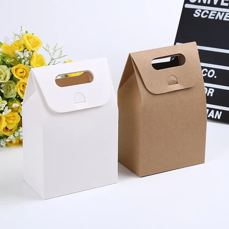 Cowhide White Card Hand-held Paper Bag For Baking