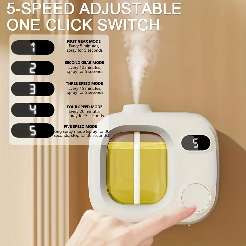 Intelligent Aromatherapy Diffuser with Rechargeable Battery  5-Level Timer, Air Purification for Office & Bedroom