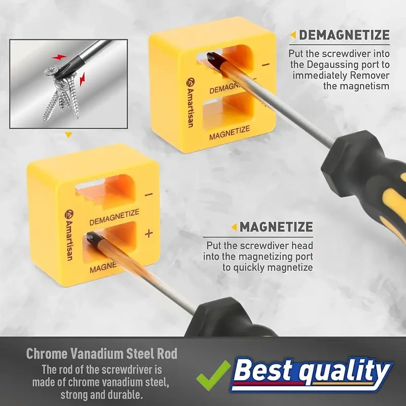 43-Piece Magnetic Screwdriver Kit with Box  Includes Slotted, Cross, Hex, Precision, and More