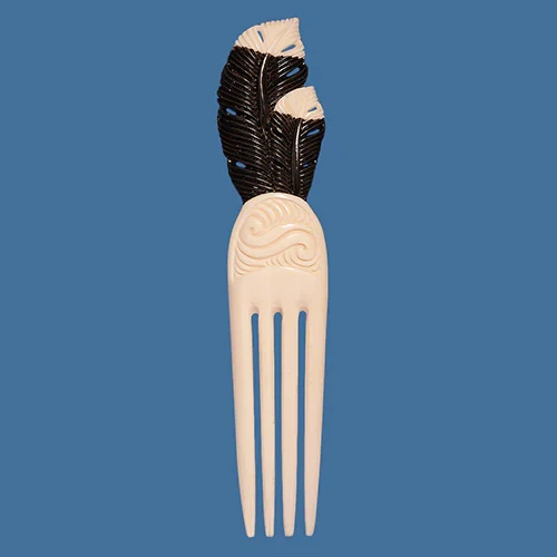 Bone Large Black Huia Feather Heru