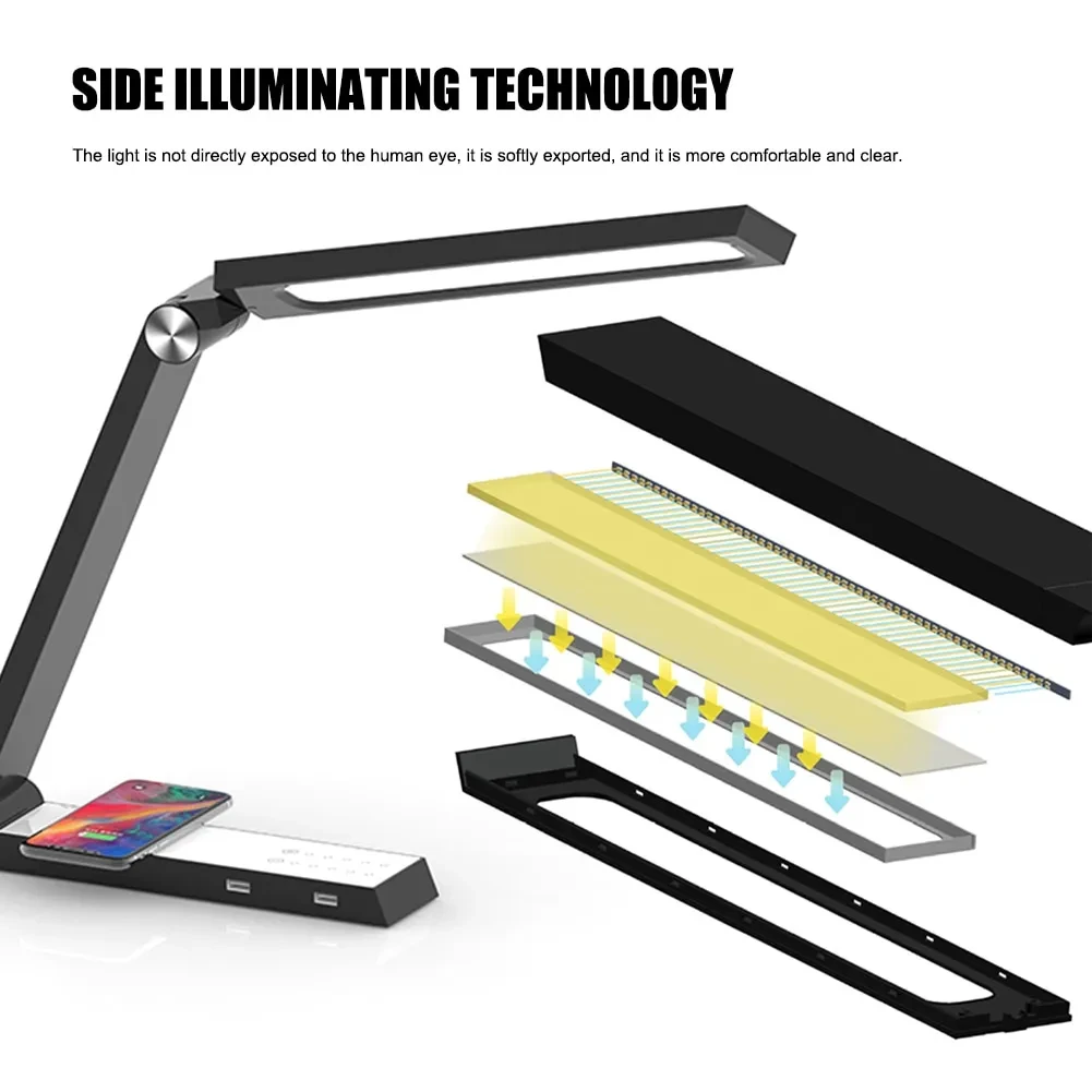 LED Triangle Table Lamp Wireless Charging Led Desk Lamps Rechargeable Table Lamps Smart Home Desk Art Light EU US UK Standard