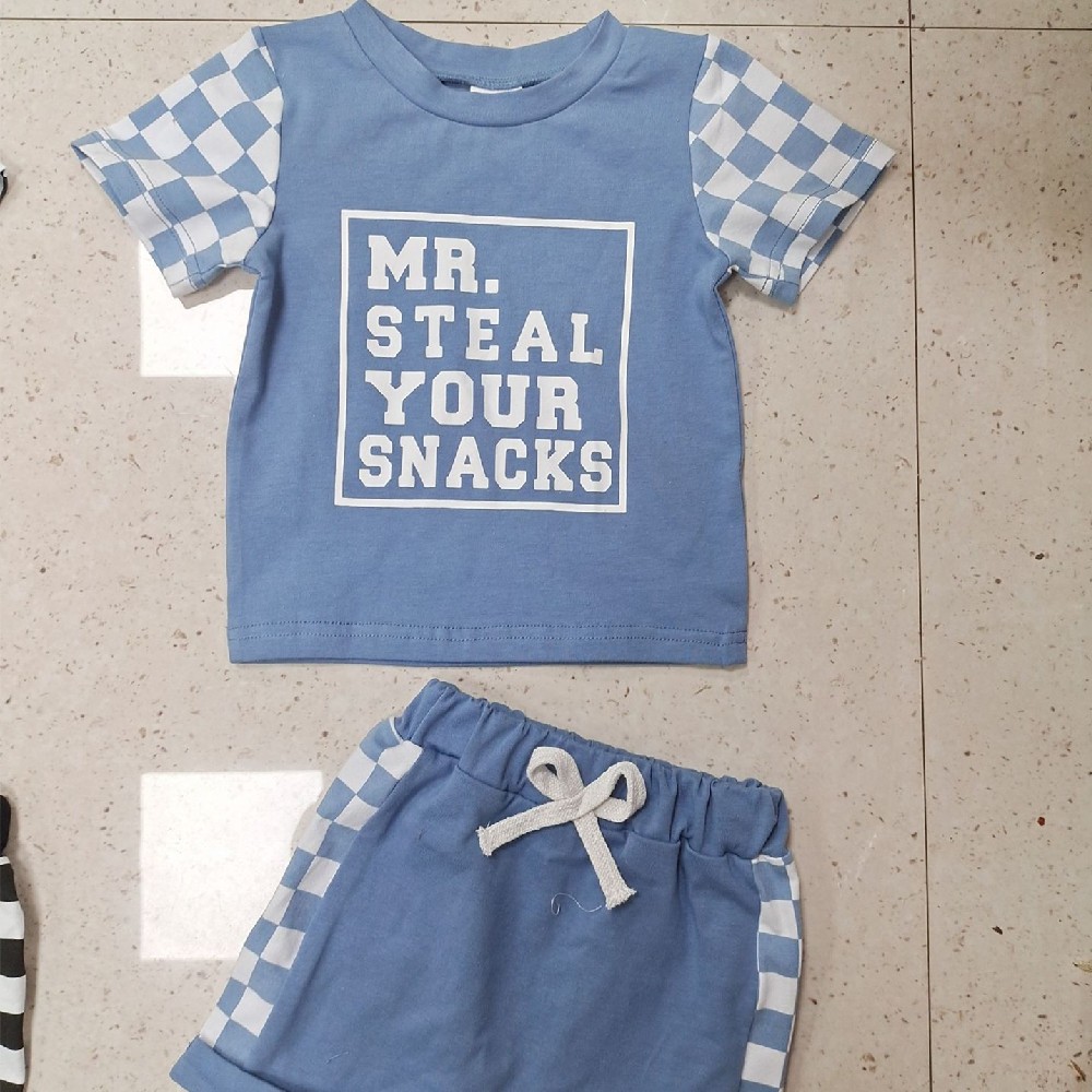 Children's Fashion Letter Print Short-sleeve Suit