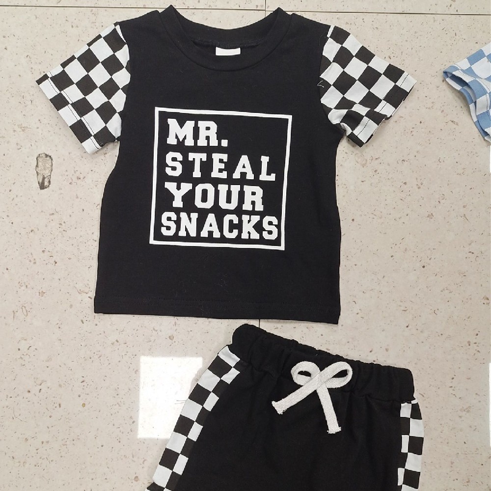 Children's Fashion Letter Print Short-sleeve Suit