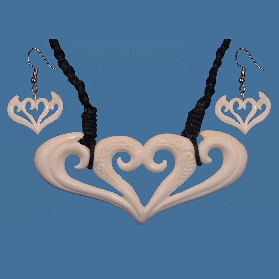 Bone Koru Necklace and Earring Set