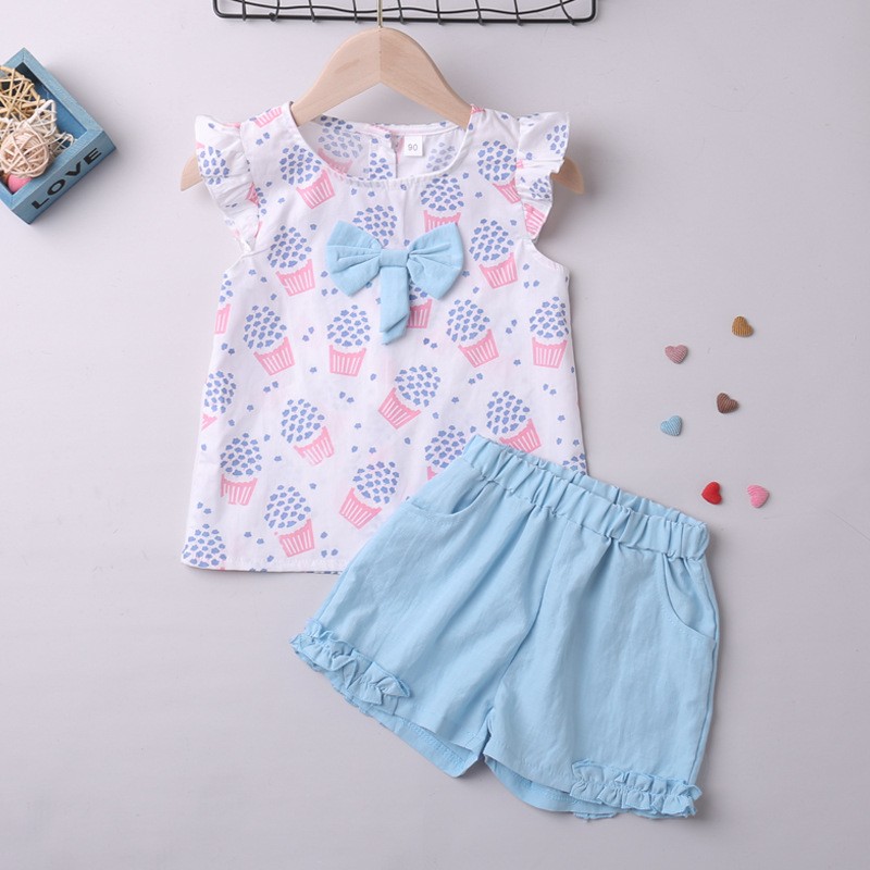 Fashion Children Short Sleeve Shorts Suit