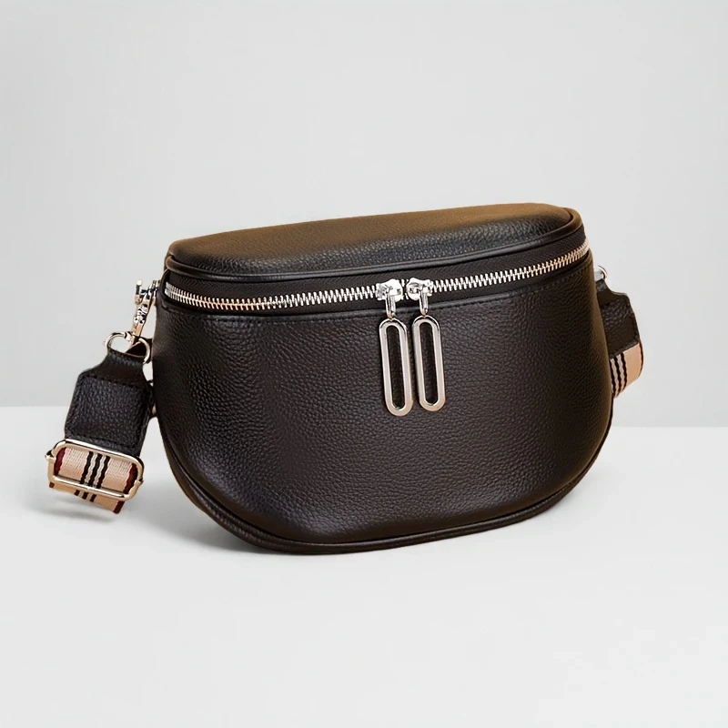 Simple and Elegant Shoulder Bag with Zipper Closure - Fashion Solid Color Crossbody Cellphone Bag
