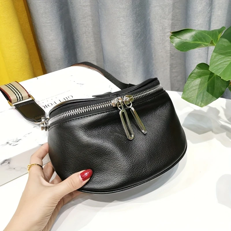 Simple and Elegant Shoulder Bag with Zipper Closure - Fashion Solid Color Crossbody Cellphone Bag