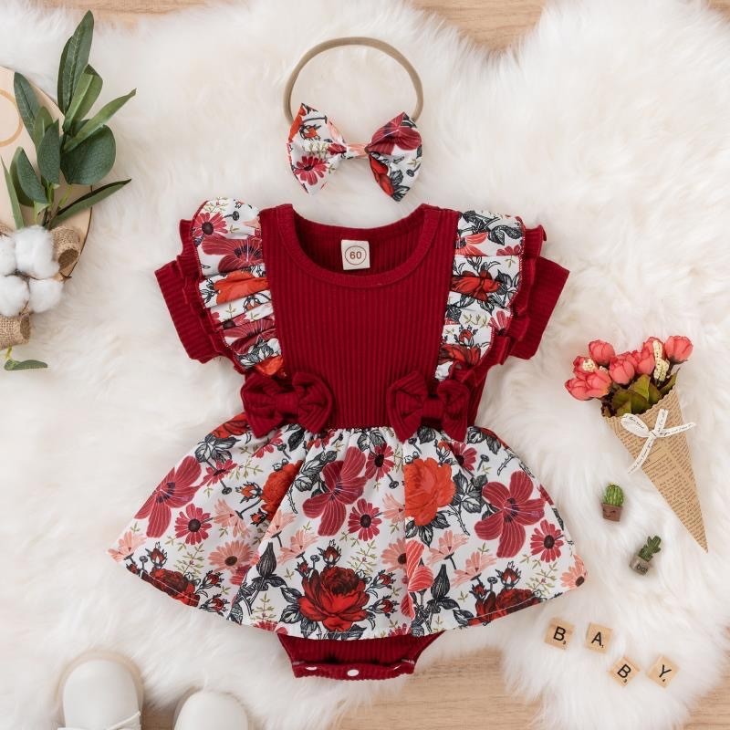 Summer Sunken Stripe Rompers Jumpsuit Baby's Gown