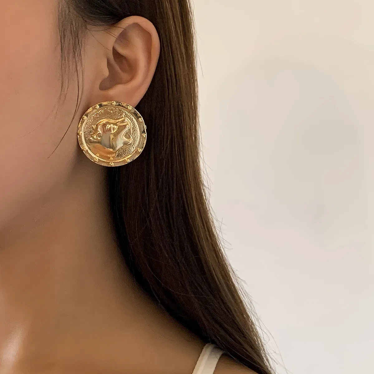 Jewelry Simple Alloy Leopard Head Retro Style Earrings