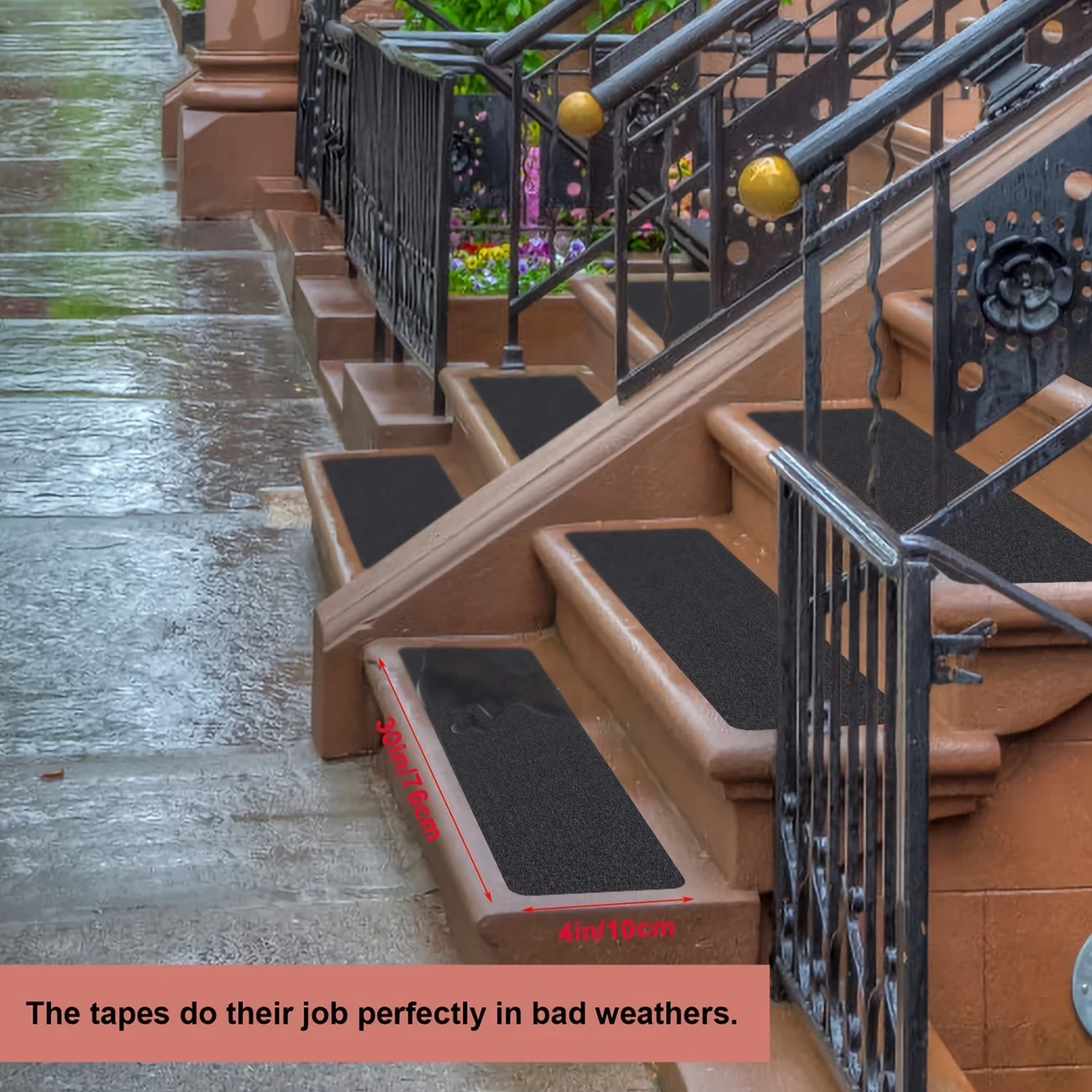 10pcs Heavy Duty Non-Slip Outdoor Stair Treads