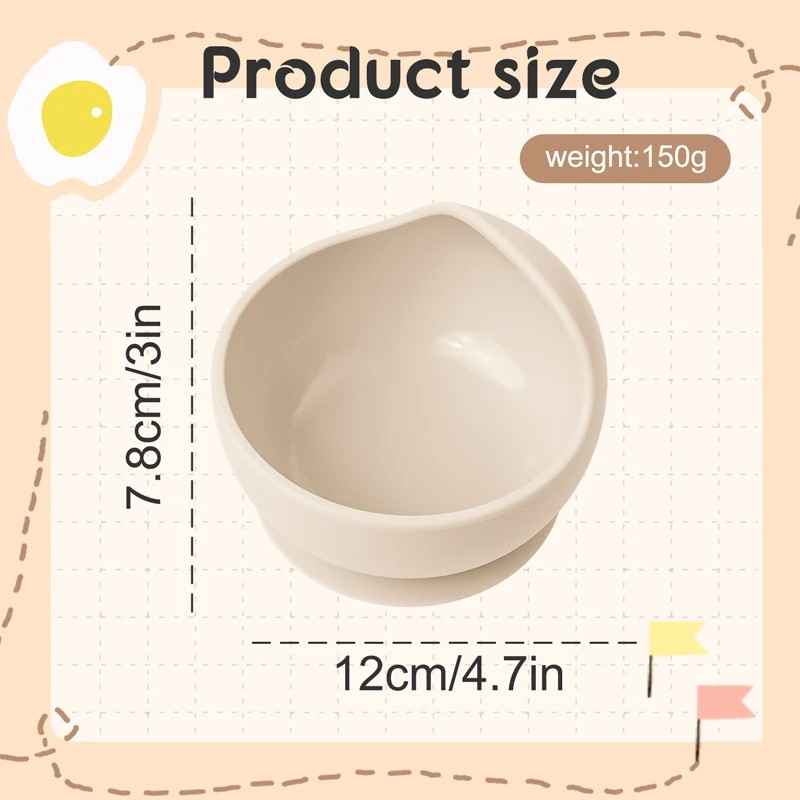 2PC Silicone Sucker Bowl Feeding Tableware
