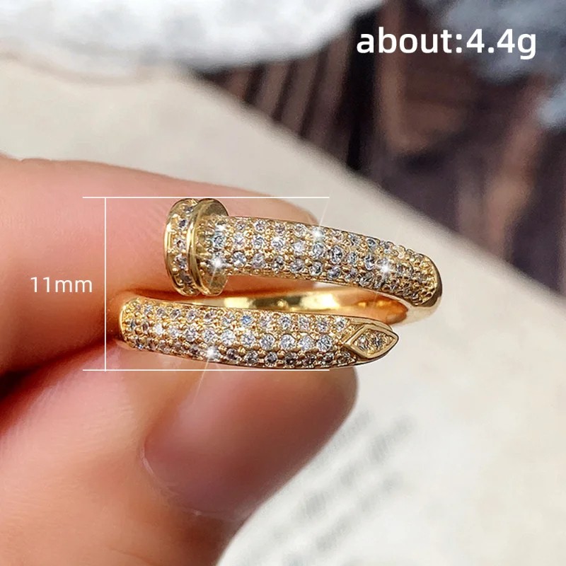 CAOSHI Hip-Hop Style Open Ring  Chic and Trendy Gold Zirconia Fashion Accessory
