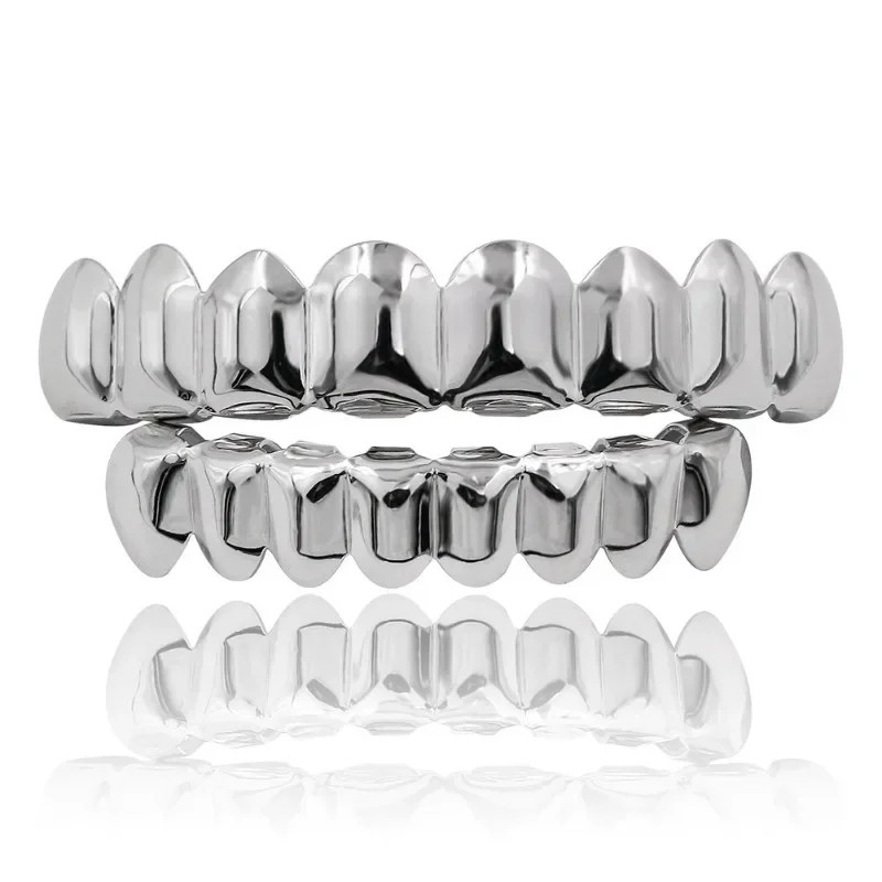 Gold Silver Plated HIP HOP Teeth Grillz Top & Bottom Grills Set