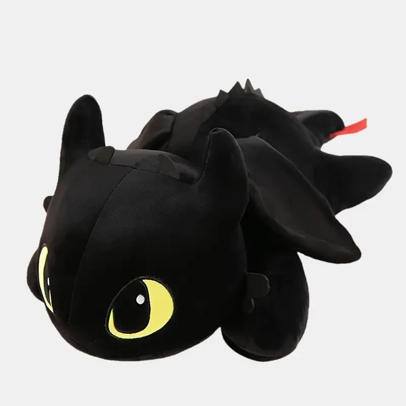 Adorable Dragon Plush Toy Large White & Black Soft Stuffed Animal with Big Eyes