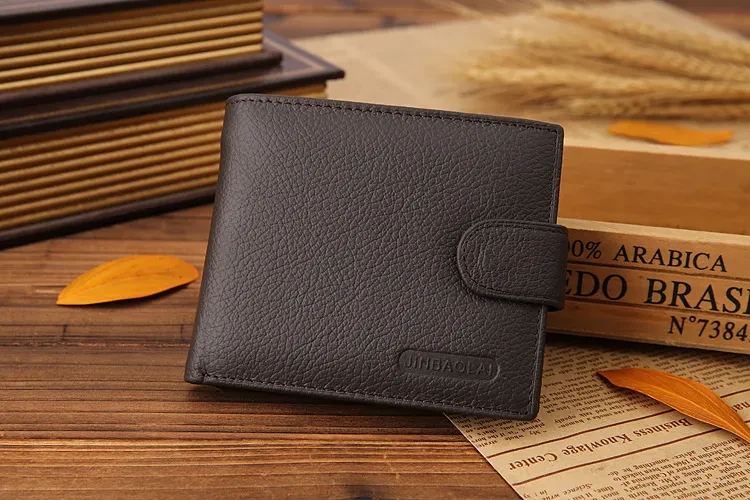 Men's Short Genuine Leather Vintage Zipper Buckle Wallet