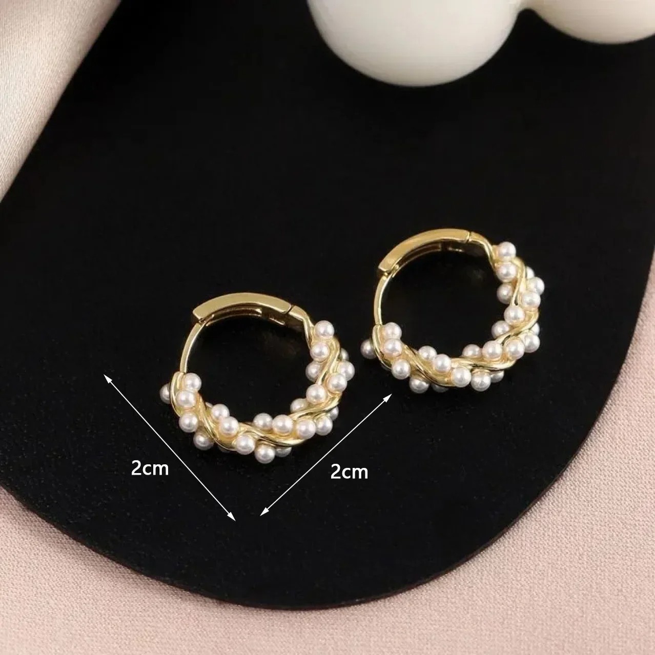 French Imitation Pearl Hoop Earrings